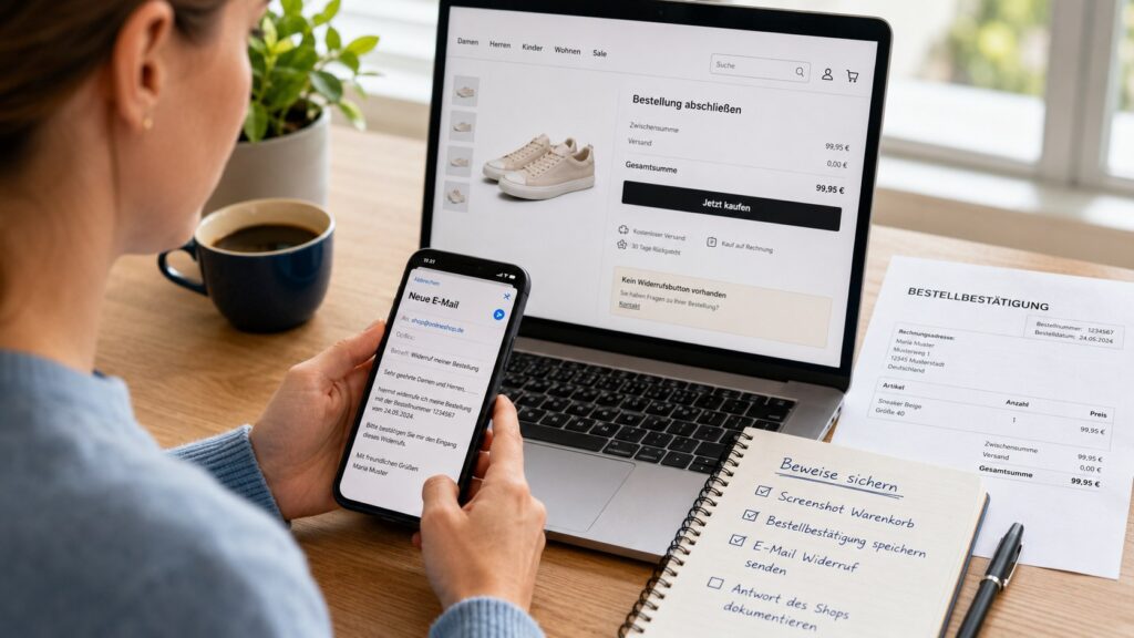 Widerrufsbutton fehlt im Onlineshop: So widerrufen Kunden trotzdem wirksam