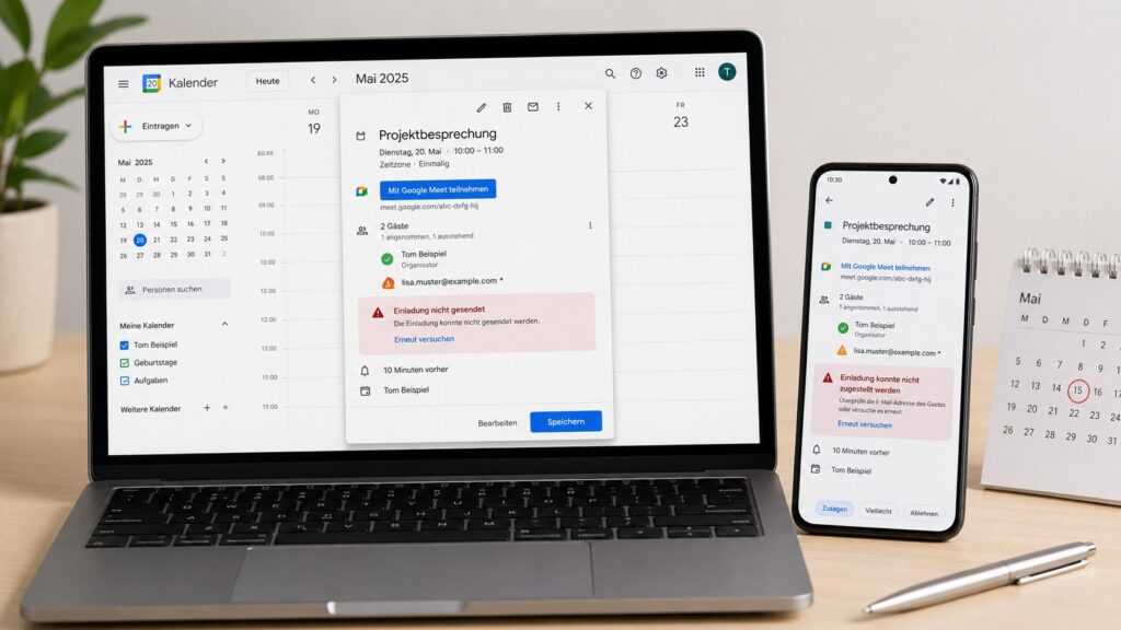 Google Kalender verschickt keine Einladung: Warum Gäste den Termin nicht erhalten