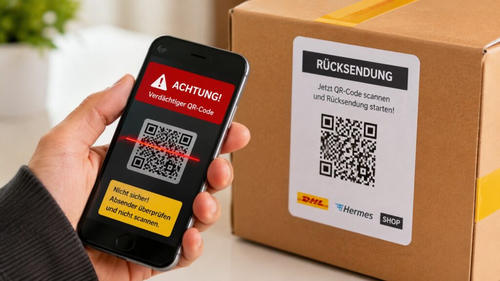 Falscher Paket-Retouren-QR-Code: Wie Betrüger DHL-, Hermes- und Shop-Rücksendungen imitieren