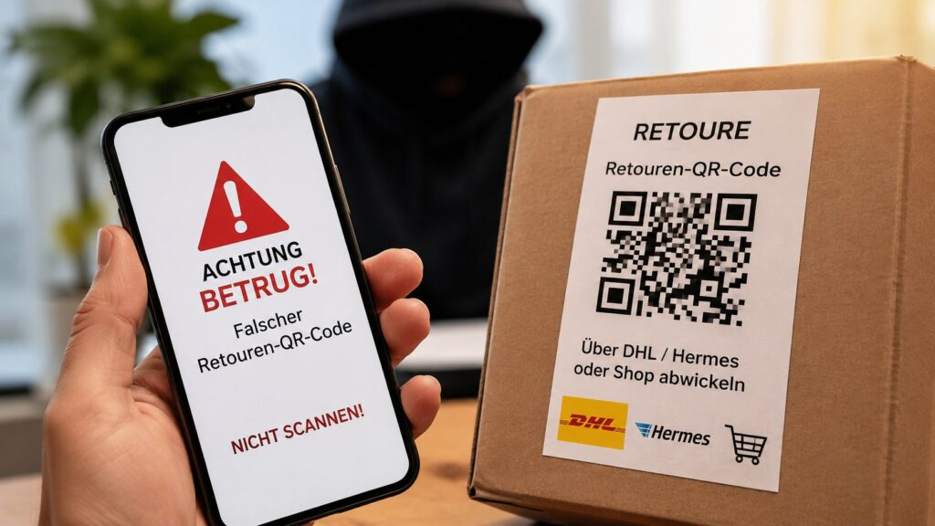 Falscher Paket-Retouren-QR-Code: Wie Betrüger DHL-, Hermes- und Shop-Rücksendungen imitieren