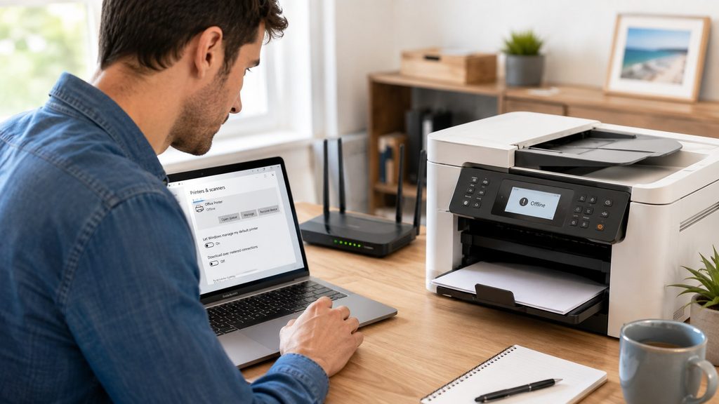Drucker nach den Sommerferien dauerhaft „offline“: Windows 11, WLAN und Druckerwarteschlange prüfen