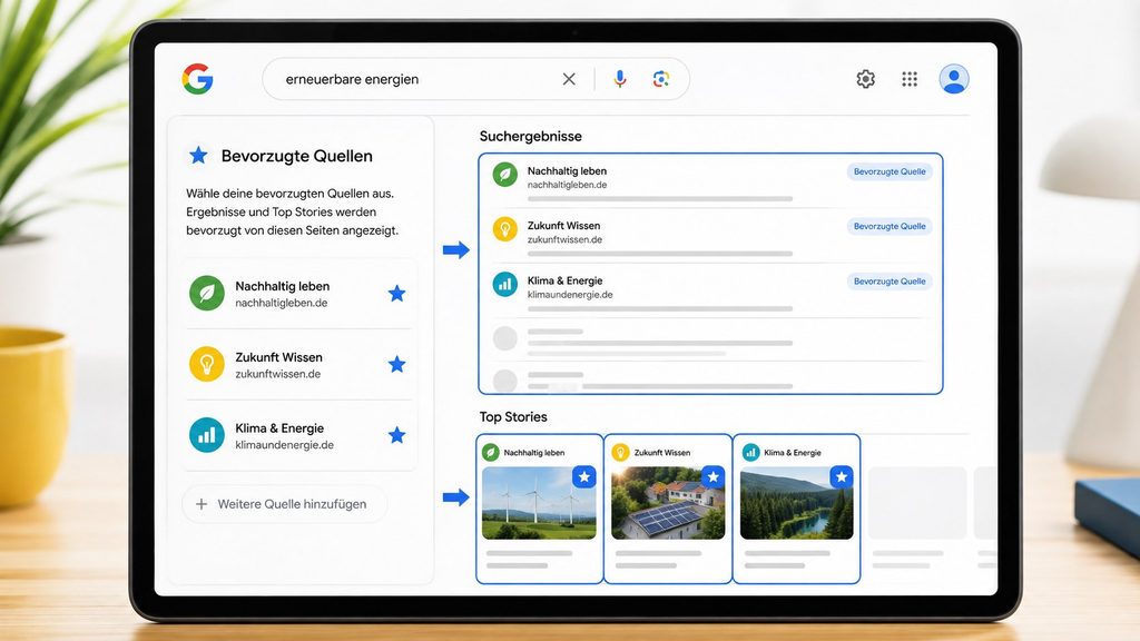 Google „Bevorzugte Quellen“: So erscheinen Ihre Lieblingsseiten häufiger in der Suche und in Top Stories