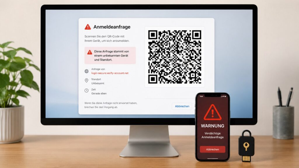 Gefälschte Passkey-Anmeldung per QR-Code: Woran Nutzer den Betrug erkennen