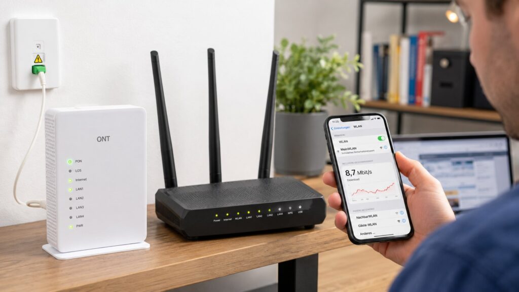 Glasfaser installiert, aber WLAN langsamer als vorher: ONT, Router und Heimnetz richtig prüfen