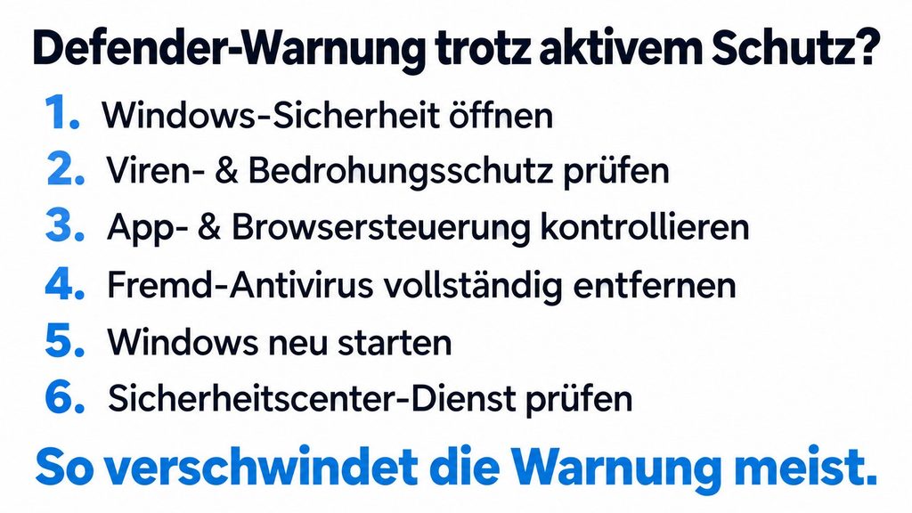 Windows meldet „Microsoft Defender ist deaktiviert“, obwohl der Virenschutz aktiv ist: So verschwindet die Warnung