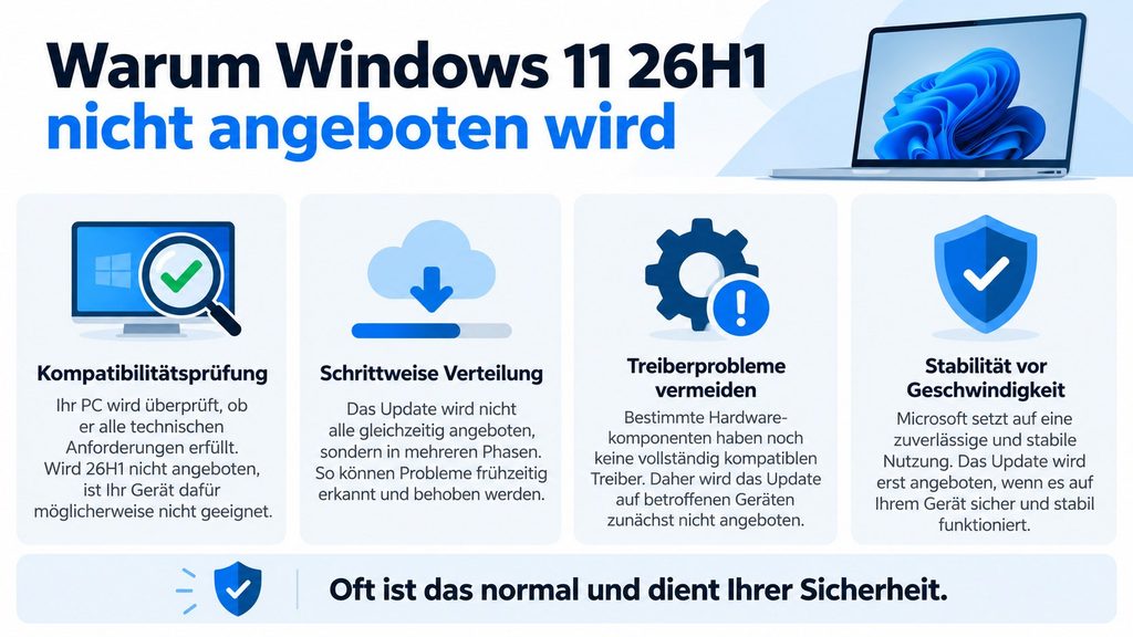 Windows 11 26H1 wird nicht angeboten: Warum das auf Ihrem PC wahrscheinlich Absicht ist
